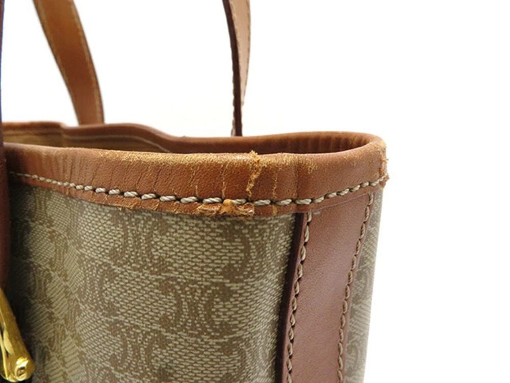 Celine brown Beige calfskin tote Macadam Cream shoulder bag Tan Cream